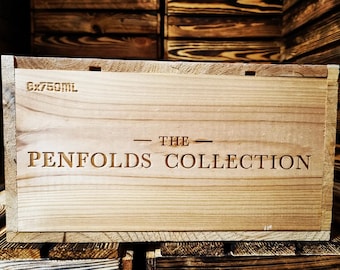 Penfolds St Henri Shiraz - Traditional AUSTRALIAN WOODEN WINE  Box  / Crate / Storage unit (6 bottle size) with lid