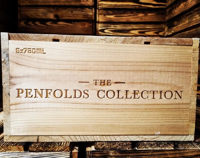 Penfolds St Henri Shiraz - Traditional AUSTRALIAN WOODEN WINE  Box  / Crate / Storage unit (6 bottle size) with lid