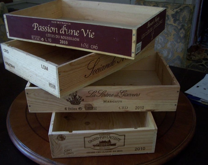 Pack of 6 Traditional Flat  / Tray FRENCH WOODEN WINE  Box  / Crate / Storage unit