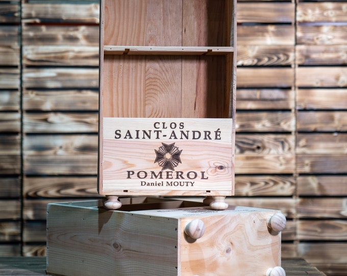 A Pair of Reclaimed French Wooden Wine Box Bedside Table / Organiser - Bespoke & Handmade