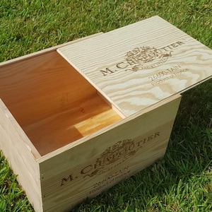 TRADITIONELE houten WIJNkist met SCHUIFdeksel - Doos trouwkaart / Krat / Kerstmand Cadeau speelgoed netjes. doos voor videokaarten