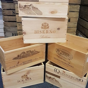 6 x French / Spanish / Portuguese / Argentinian  WINE BOXES Used wooden crates - Storage solutions hampers shabby chic