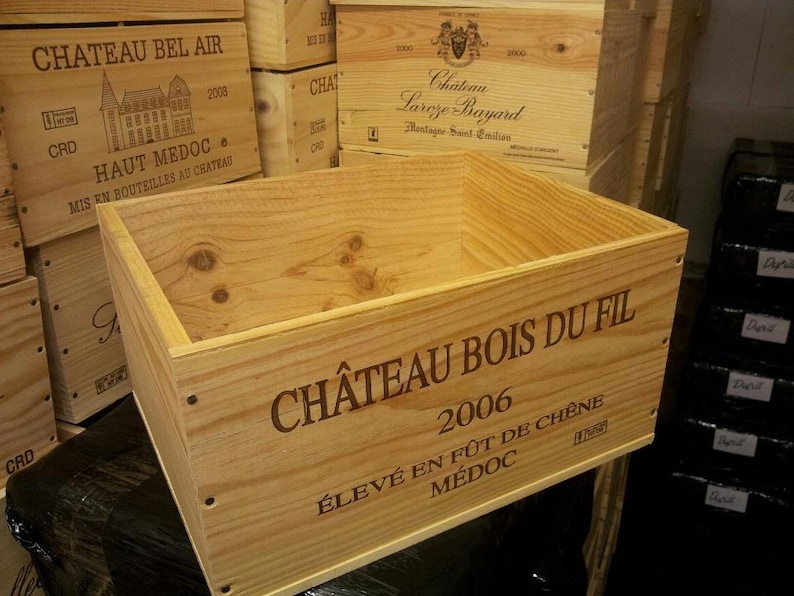Traditional FRENCH WOODEN WINE Box / Crate / Storage unit 6 bottle size image 4