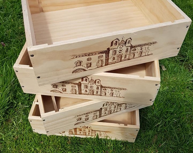 1 x 3 Bottle size Traditional FRENCH WINE  BOX - Ideal Wedding table decoration / Office paper tray / Storage
