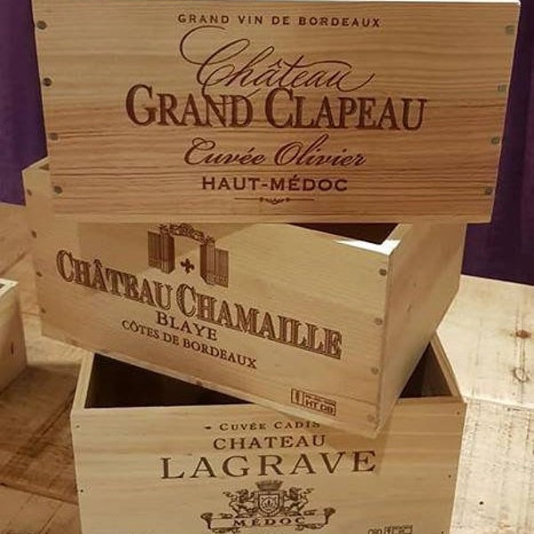 Boîte à VIN TRADITIONNELLE EN BOIS FRANÇAIS / Caisse / Unité de stockage (taille de 6 bouteilles)