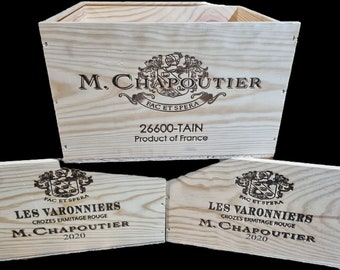 CHAPOUTIER 6 BOTTLE ~ French, Genuine ~ Vintage, Storage, Shabby Chic Wooden Wine Box Crate - 3 Pack