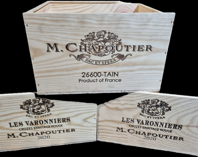 CHAPOUTIER 6 BOTTLE ~ French, Genuine ~ Vintage, Storage, Shabby Chic Wooden Wine Box Crate - 3 Pack