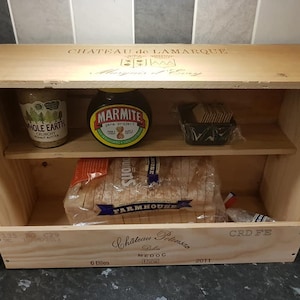 Handmade French Wooden wine box BREAD BIN Station /  Kitchen Organiser & tidy -