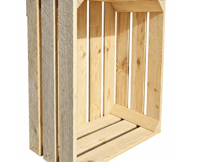 Rustic Wooden Storage Crate Natural or Burnt Wood Box Display Storage 50x40x22cm