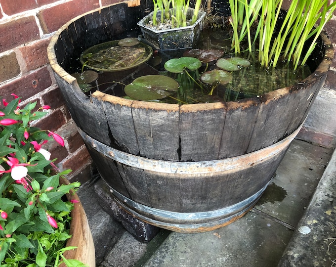 Wine OAK BARREL Planter Pot - half cut Wooden Keg Barrels ideal for the garden