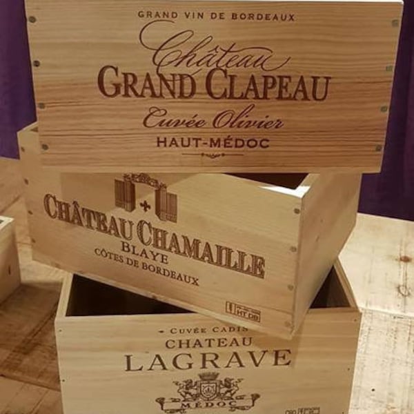 4 pack of Over Runs - FRENCH WOODEN WINE  Box  / Crate / Storage unit (6 bottle size)