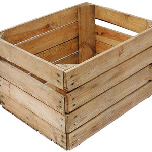 EUROPEAN APPLE CRATE - Vintage Wooden Apple Crate, Rustic Wood Box, Wedding Decor, Farmhouse Log Storage, Cottage Living, Photo Prop