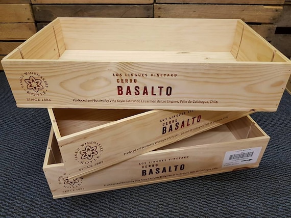 Packung mit 5 CERRO BASALTO Vineyard Flache halbe Größe echte CHILIAN Holzweinkiste / Weinkiste