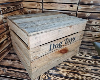 Large Dog Toys Chest Storage Collection Tidy Box Wooden Crate Gift Organiser - WITH LID
