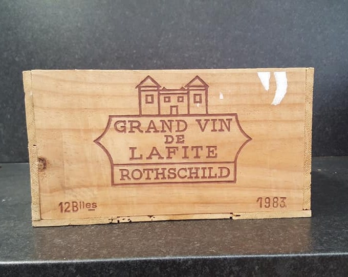 COLLECTABLE - 1983 Grand Vin de Lafite Rothschild 12 Bottle Size Wooden Wine Box