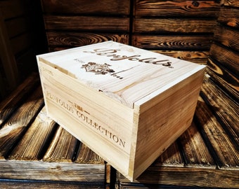 Penfolds St Henri Shiraz - Traditional AUSTRALIAN WOODEN WINE  Box  / Crate / Storage unit (6 bottle size) with lid