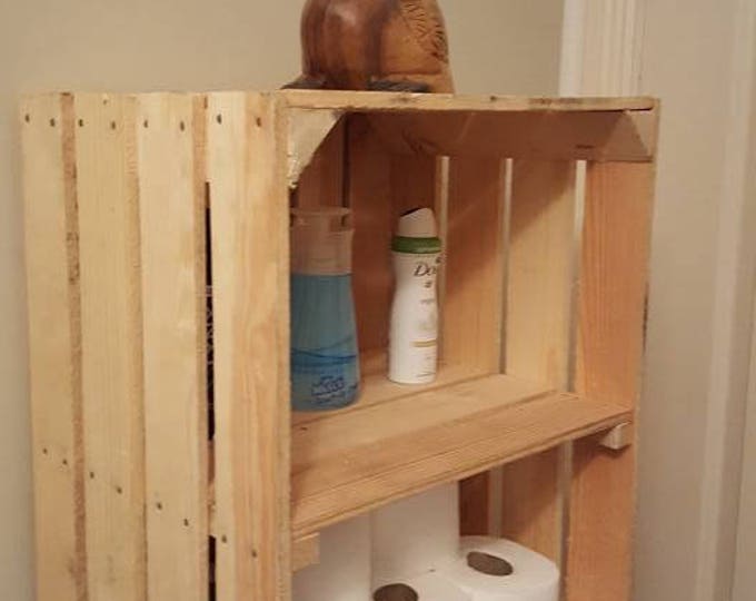 1 x APPLE CRATE with SHELF - Ideal bathroom tidy / organiser /shelving / storage solution- handmade apple crate , bushel box