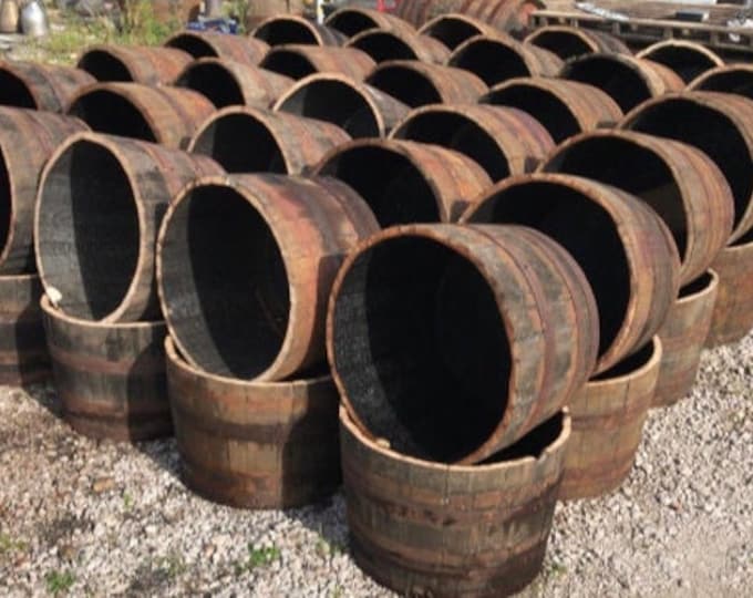 HALF a WHISKEY BARREL Cask - Choose your quantity, Free delivery - Wooden Barrel Cask Planter Round Plant Bucket Pot…