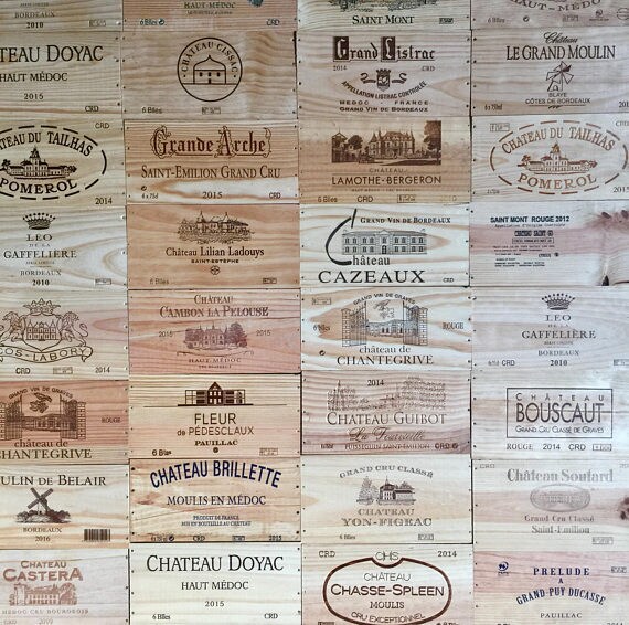 6 Used Traditional Wine Wooden Box End Panels – Wall Plaques For Home Bar Or Pub Decor