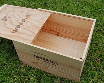 Imperial - 6 Bottle wooden wine boxes with sliding lid - Ideal box to store crafts, collectables, wool and more - Spanish Wine box / Crate