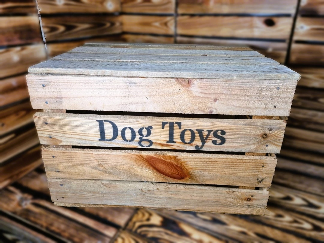 Large Dog Toys Chest Storage Collection Tidy Box Wooden Crate Gift ...