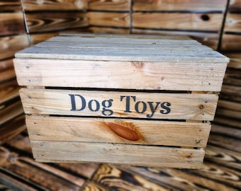 Large Dog Toys Chest Storage Collection Tidy Box Wooden Crate Gift Organiser - WITH LID