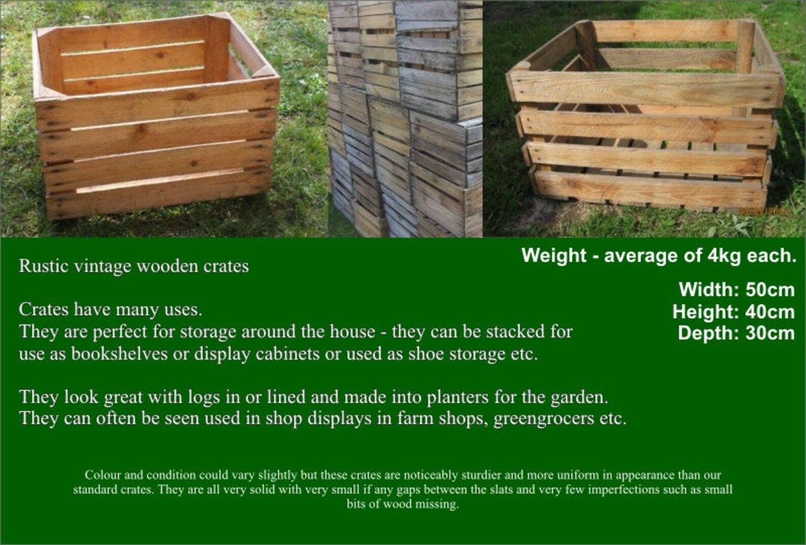 4 X Vintage Wooden Apple Crate Rustic Wood Box Wedding Etsy