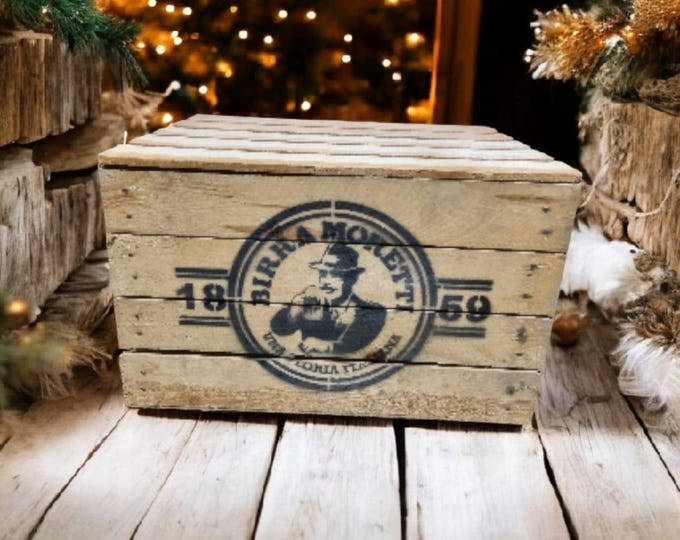 BIRRA MORETTI BEER Lager Branded Rustic Retro Wood Apple Crate Storage Box Chest Trunk For Man cave or She shed