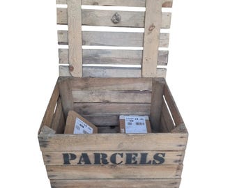 Wooden Parcel  / Post Box for the porch - Made from a Vintage Apple Crate.