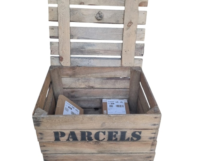 Wooden Parcel  / Post Box for the porch - Made from a Vintage Apple Crate.