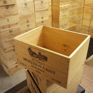 3 x Mixed FRENCH WINE BOXES Used wooden crates - Storage solutions hampers shabby chic - Champange / Port Boxes