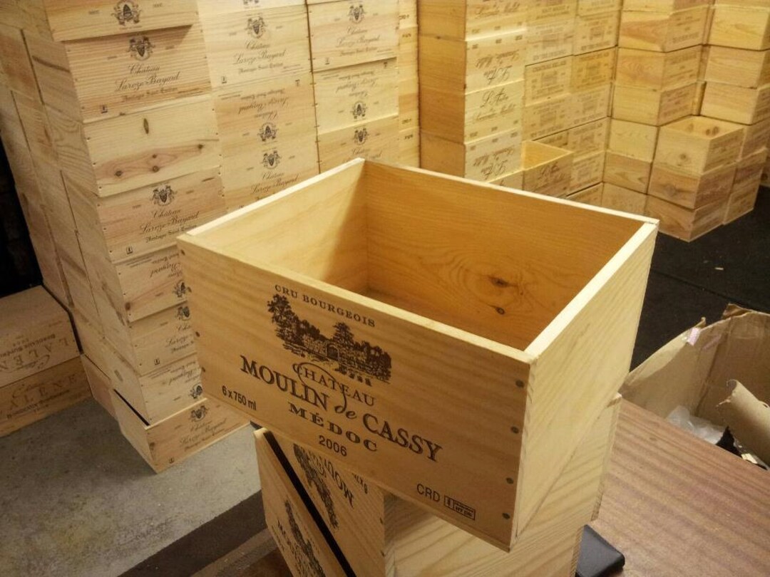 3 Xfrench WINE BOXES Used Wooden Crates Storage Solutions Hampers Shabby Chic Etsy
