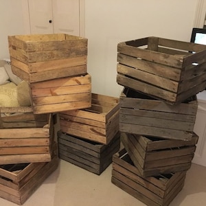 1 x Vintage Rustic European Wooden Apple Crates, ideal storage boxes box display crate bookshelf idea