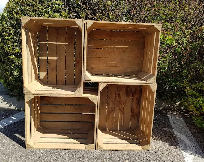 Rustic Apple Crates - Choose your quantity - 2,3,4,6,8,10,12,20,24 Wooden Storage Box Used Crate