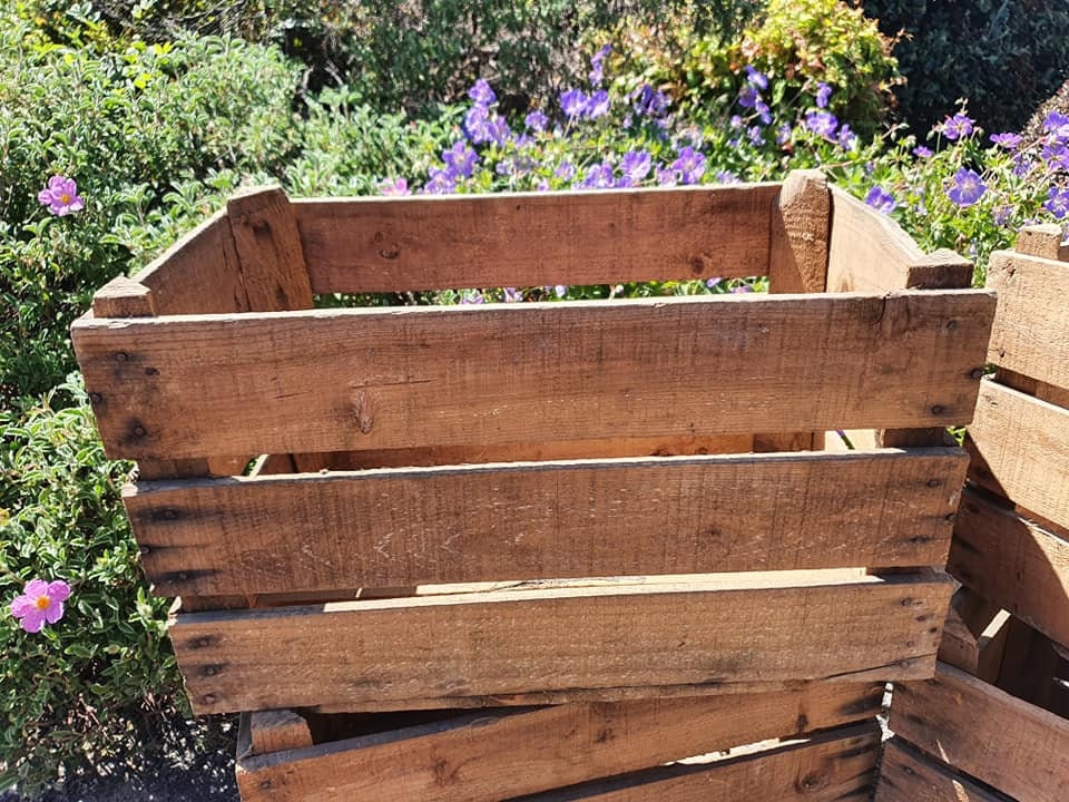 Shabby Chic Storage Vintage 3 Slatted Wooden apple Crate Rustic Old Bushel Box 