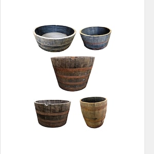 WHISKEY OAK BARREL Pflanztopf - halb geschnittene Holzfässer ideal für den Garten - Verschiedene Größen
