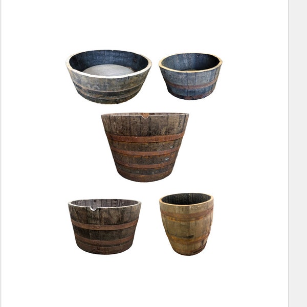 Watertight 100% GUARANTEED large oak whiskey half barrel planter patio herb rose- Choose your sizes