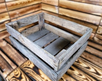 1 x FRENCH WINE CRATE - Genuine Wooden Original Vintage Crate industrial Wine Box Rustic Shabby Chic