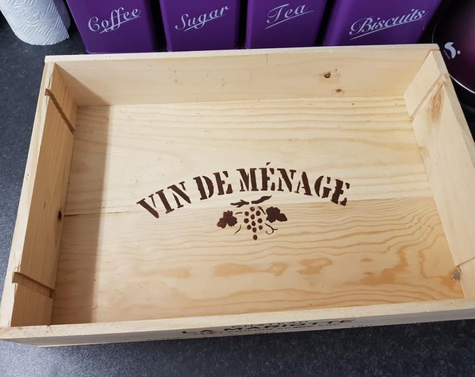 French Wooden Wine box TRAY with handles- Dinner tray, tea tray, breakfast tray, wedding tray.  Lap Tray serving tray for Restaurant/ bar
