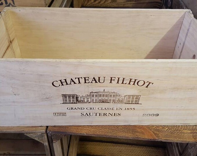 CHATEAU FILHOT 2009 Large French wooden wine crate box Christmas hamper storage drawers pub  decoration
