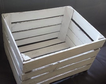 WHITE Painted European apple box fruit crate shabby chic - Ideal toy box, storage shelves, bookcase, wedding display decor, shop display