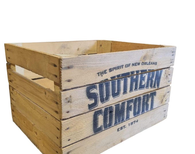 SOUTHERN COMFORT Branded Rustic Retro Wood Apple Crate Storage Box Chest Trunk For Man cave or She shed