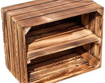 BURNTWOOD SHABBY CHIC wooden shoe rack - handmade vintage apple crate box bushel