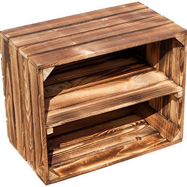 BURNTWOOD SHABBY CHIC wooden shoe rack - handmade vintage apple crate box bushel