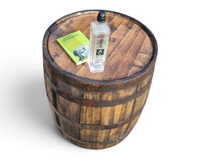 TALL FLAT TOP Oak Whiskey Barrel - Sanded & Varnished Ideal Garden table, Coffee table , Side stand, Patio table, Drinks table