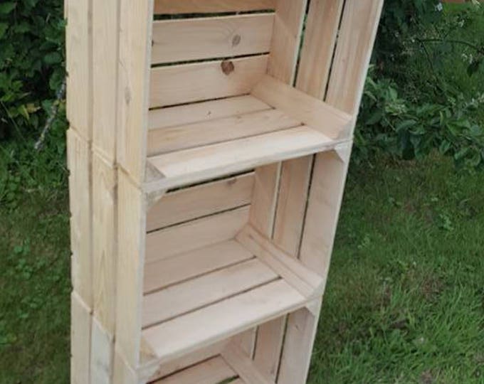 3 x Clean Wooden Apple Crates, ideal storage boxes box display crate bookshelf idea Vintage bushell box style