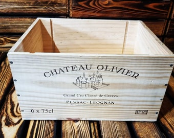 CHATEAU OLIVIER Traditional French Wooden Wine Box Crate Storage Gift box