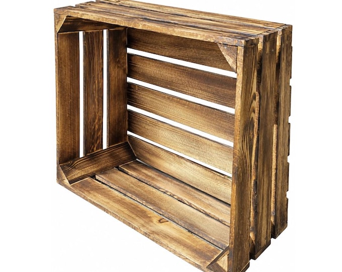 Rustic Wooden Storage Crate Natural or Burnt Wood Box Display Storage 50x40x22cm