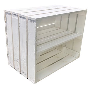 1 x White Painted Crate with LONG WHITE shelf - Wooden Apple Crates, ideal storage boxes box display crate bookshelf dresser