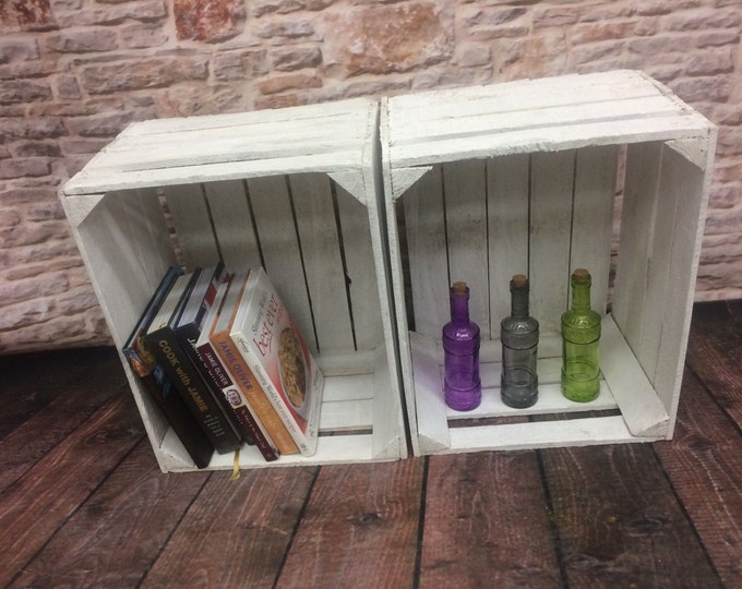 WHITE Painted European apple box fruit crate shabby chic - Ideal toy box, storage shelves, bookcase, wedding display decor, shop display